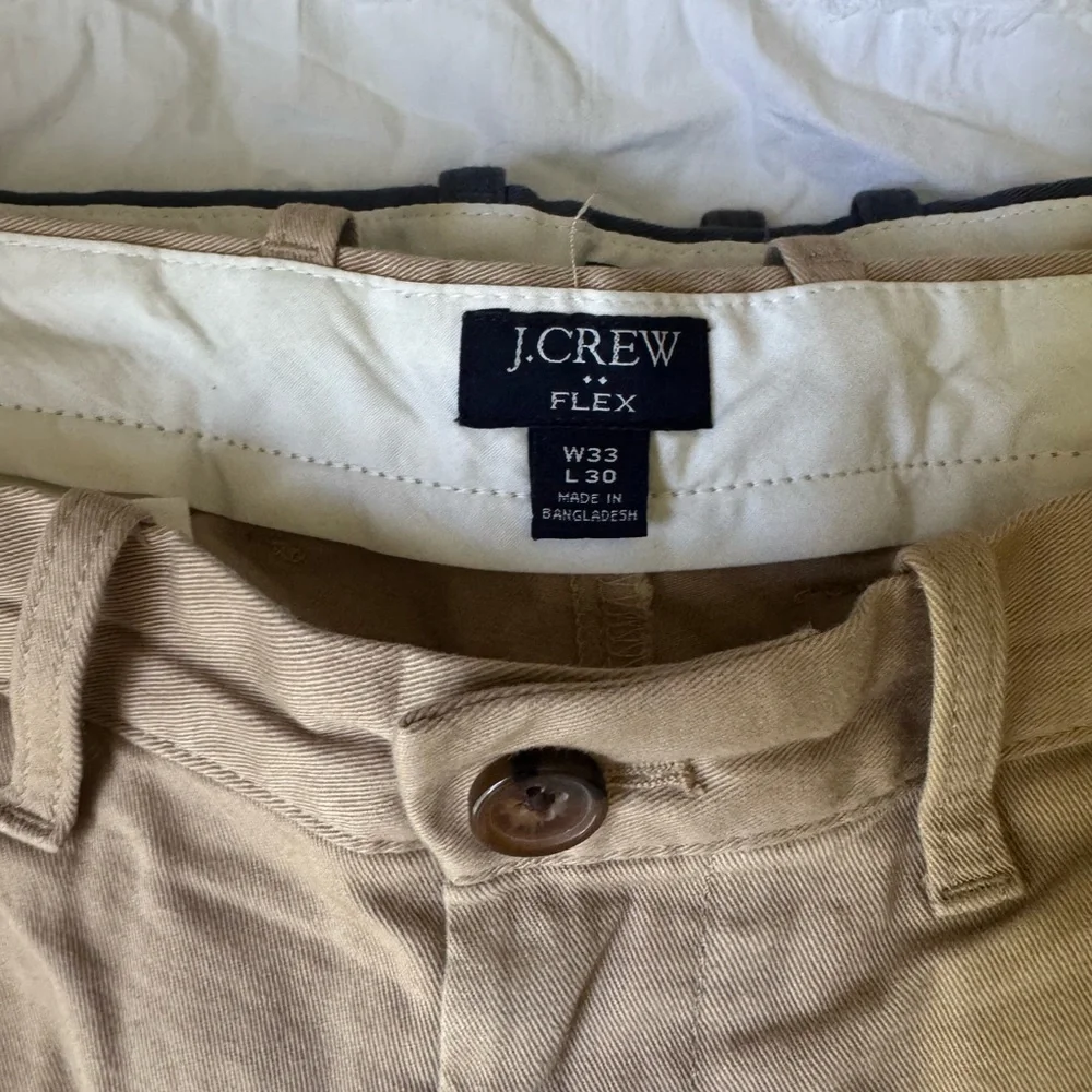 J. Crew Tan Chinos with Black Side Stripes